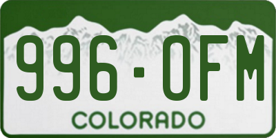CO license plate 996OFM