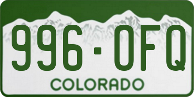 CO license plate 996OFQ