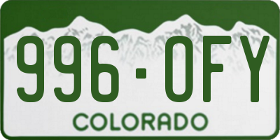 CO license plate 996OFY