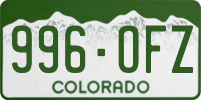 CO license plate 996OFZ