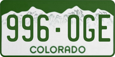 CO license plate 996OGE