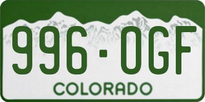 CO license plate 996OGF
