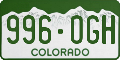 CO license plate 996OGH