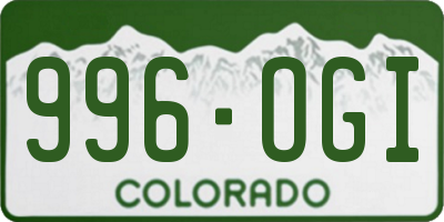 CO license plate 996OGI