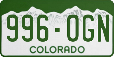 CO license plate 996OGN