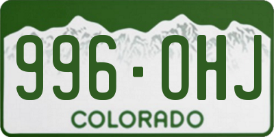CO license plate 996OHJ