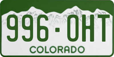 CO license plate 996OHT