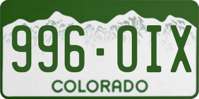 CO license plate 996OIX