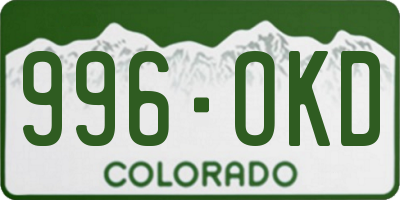 CO license plate 996OKD