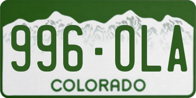 CO license plate 996OLA