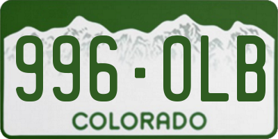 CO license plate 996OLB