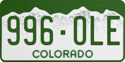 CO license plate 996OLE