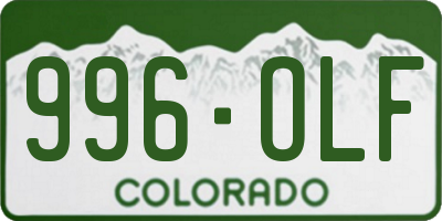 CO license plate 996OLF