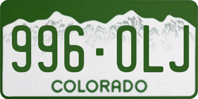 CO license plate 996OLJ