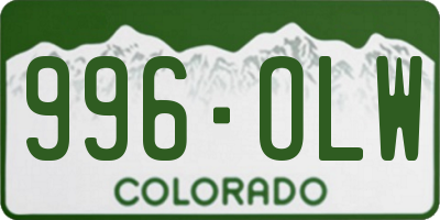 CO license plate 996OLW