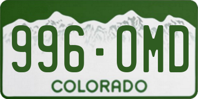 CO license plate 996OMD