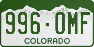 CO license plate 996OMF