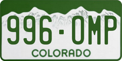 CO license plate 996OMP