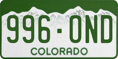 CO license plate 996OND