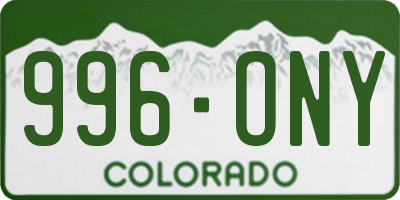 CO license plate 996ONY