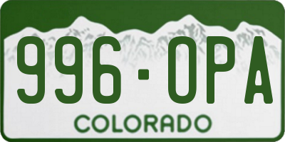CO license plate 996OPA