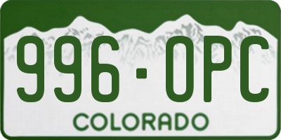 CO license plate 996OPC