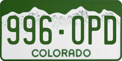 CO license plate 996OPD