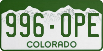 CO license plate 996OPE