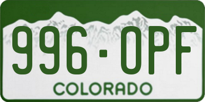 CO license plate 996OPF