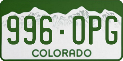 CO license plate 996OPG