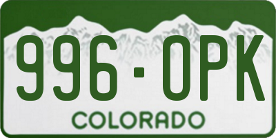 CO license plate 996OPK