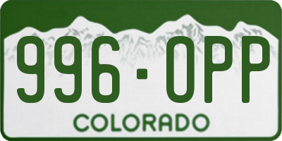 CO license plate 996OPP