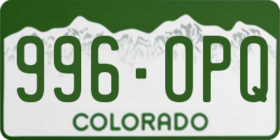 CO license plate 996OPQ