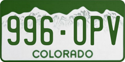 CO license plate 996OPV