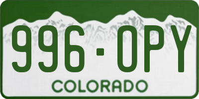 CO license plate 996OPY