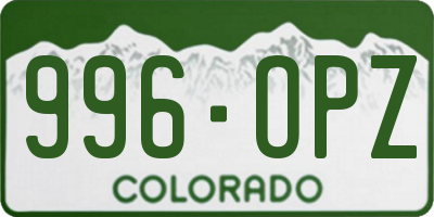 CO license plate 996OPZ