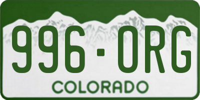 CO license plate 996ORG