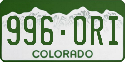 CO license plate 996ORI