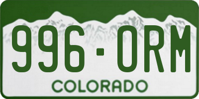 CO license plate 996ORM