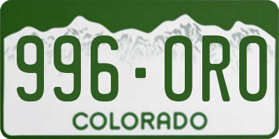 CO license plate 996ORO