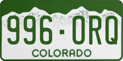 CO license plate 996ORQ