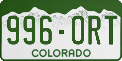 CO license plate 996ORT