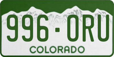 CO license plate 996ORU