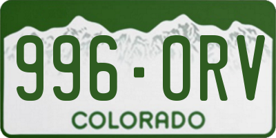 CO license plate 996ORV