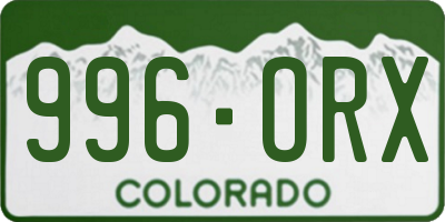 CO license plate 996ORX