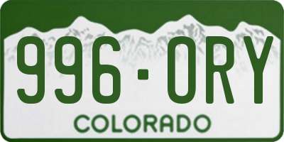 CO license plate 996ORY