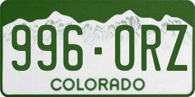 CO license plate 996ORZ