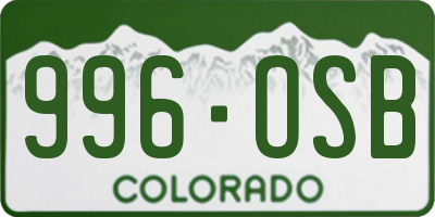 CO license plate 996OSB