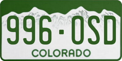 CO license plate 996OSD