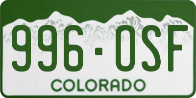 CO license plate 996OSF